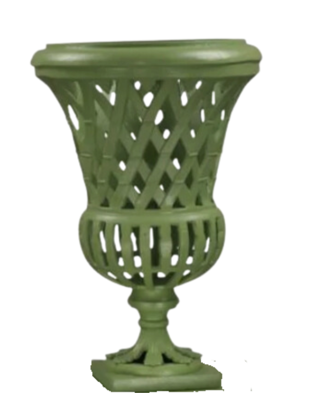 Lawn Green Lattice Cast Aluminum Urn – 16"