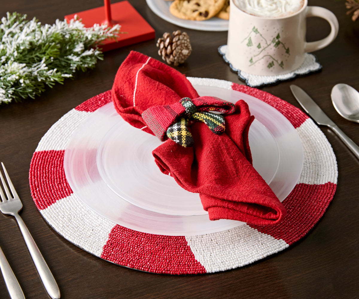 Handmade Beaded Candy Cane Placemat - Single