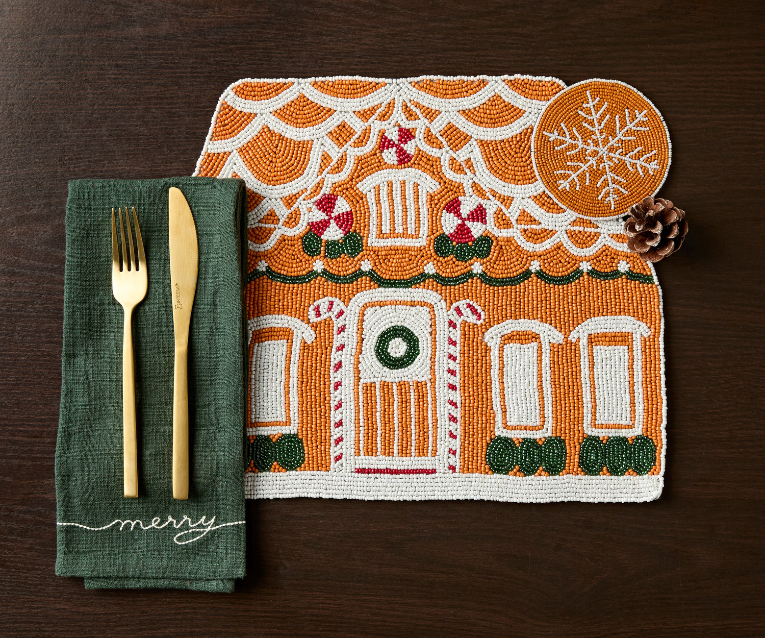 Gingerbread House Beaded Placemat - Single