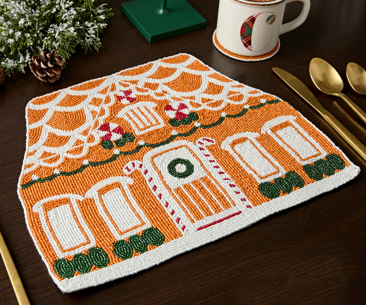 Gingerbread House Beaded Placemat - Single