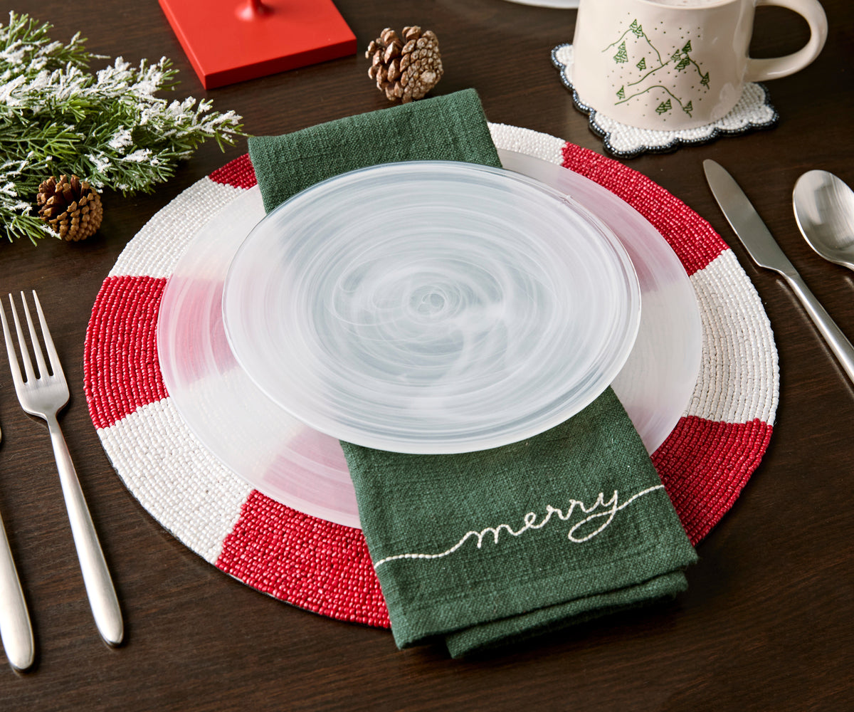 Handmade Beaded Candy Cane Placemat - Single