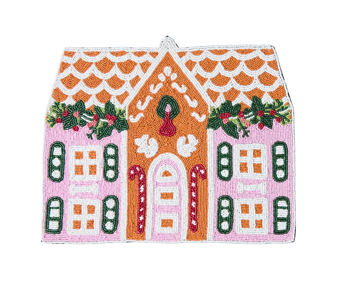 Handcrafted Gingerbread House Beaded Placemat - Single