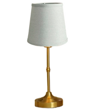 Antique Gold Metal Mini Rechargeable Lamp with Soft Blue Shade