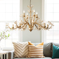 Gold Amber Crystal Branch Chandelier