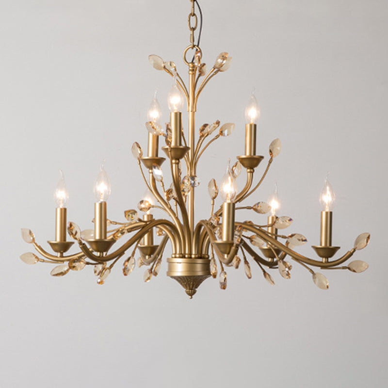 Gold Amber Crystal Branch Chandelier