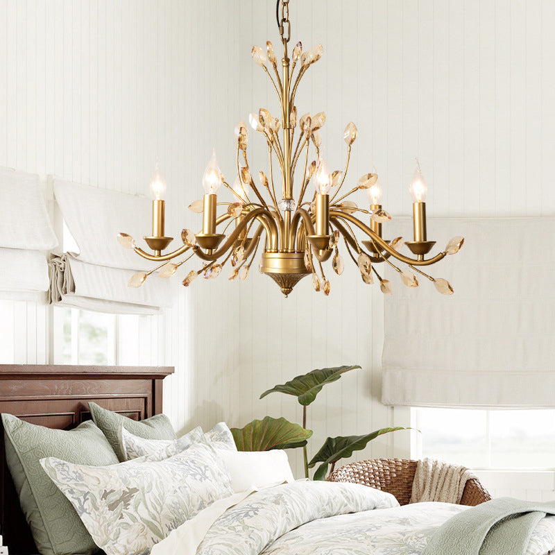 Gold Amber Crystal Branch Chandelier