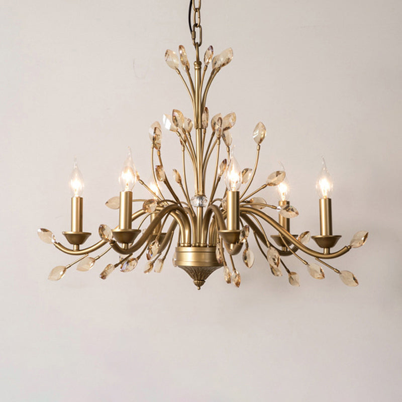 Gold Amber Crystal Branch Chandelier