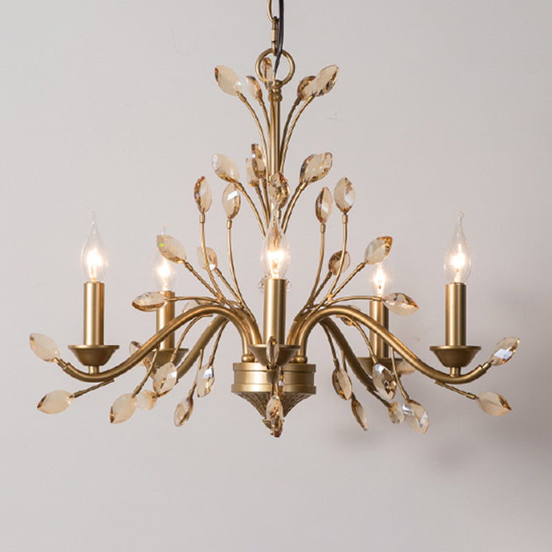 Gold Amber Crystal Branch Chandelier