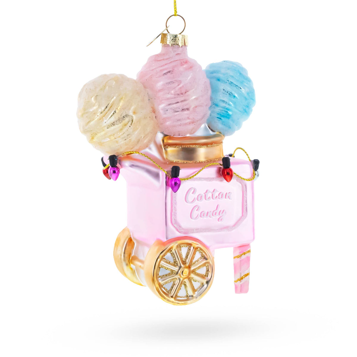 Cotton Candy Cart Glass Ornament