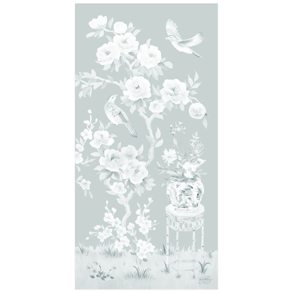 June – Tonal Green Chinoiserie Fine Art Paper Print (Various Sizes)