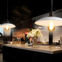 Audrey Metal Pot Lid Pendant Light (in Black or White)