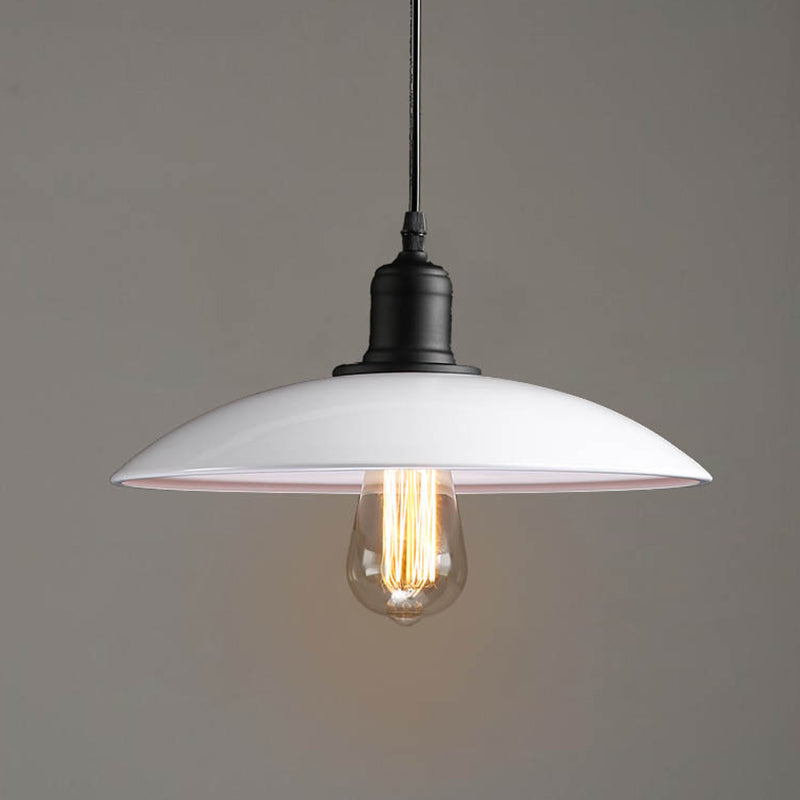Audrey Metal Pot Lid Pendant Light (in Black or White)