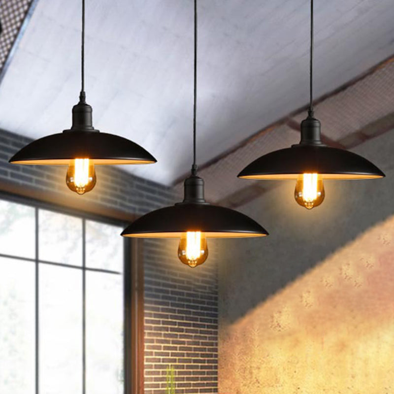Audrey Metal Pot Lid Pendant Light (in Black or White)