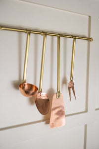 Copper Utensil Hanging Rod & Utensils