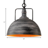 Elara - Adjustable Industrial Pendant Light with Aged Silver Dome (1-Light)