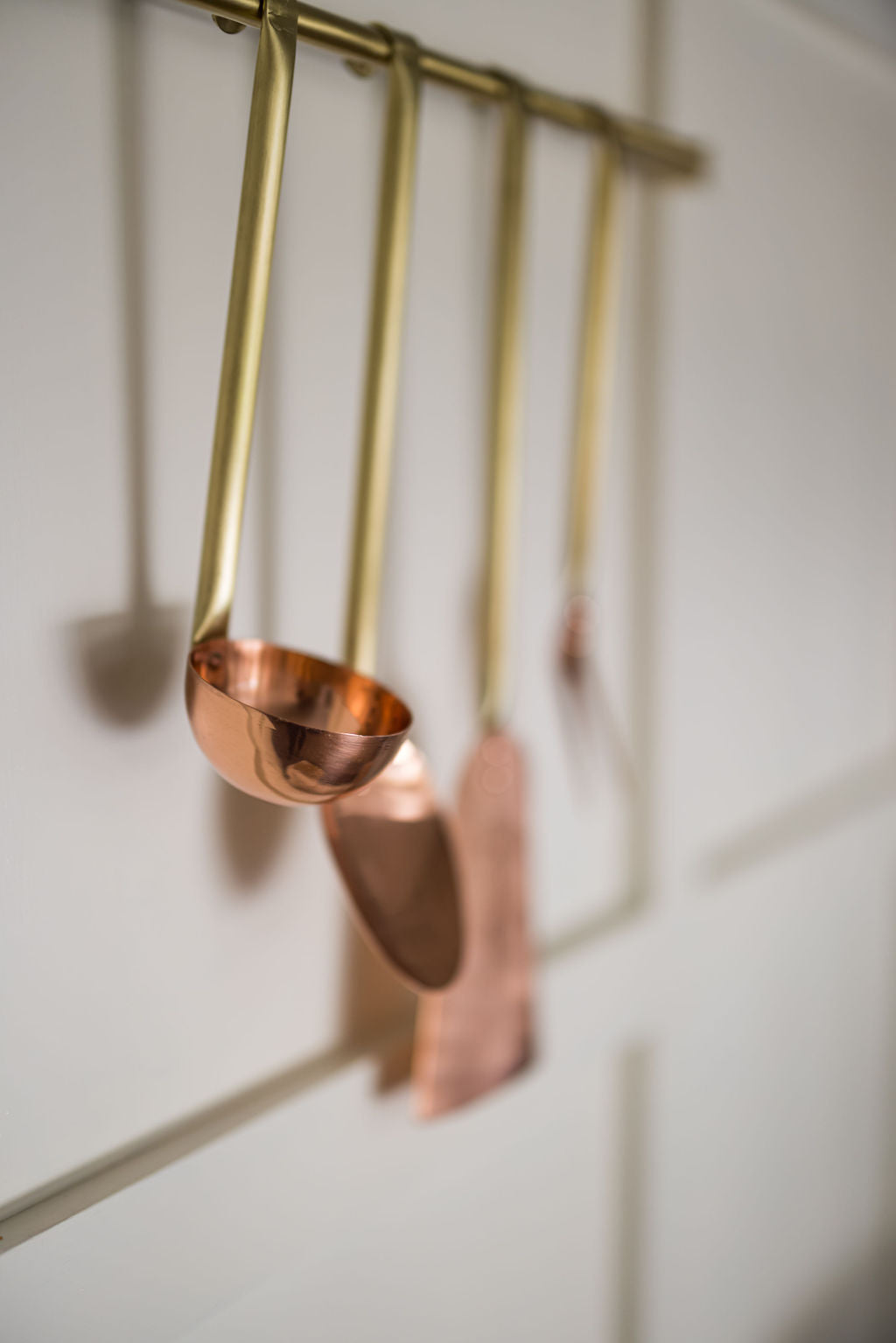 Copper Utensil Hanging Rod & Utensils