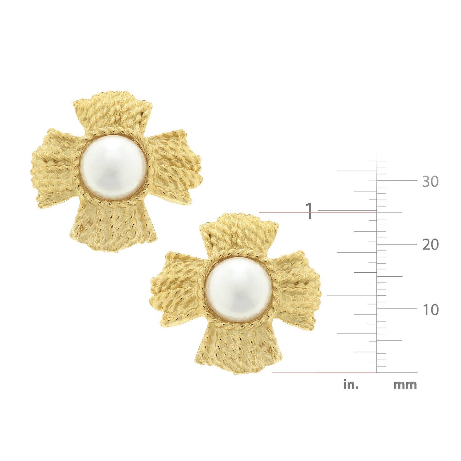 Handcast Cross Earrings with Freshwater Pearl