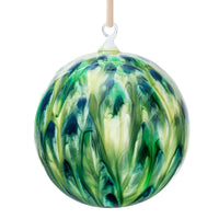 Feather Paint Large Glass Balls, Green, Set of 2