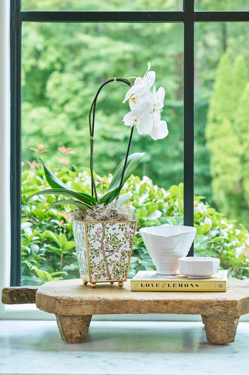 Elsie's Garden Enameled Square Cachepot Planter - 4"