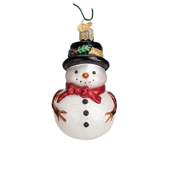 Red Bow Holly Hat Snowman Ornament