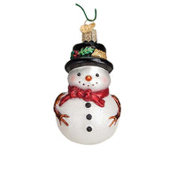 Red Bow Holly Hat Snowman Ornament