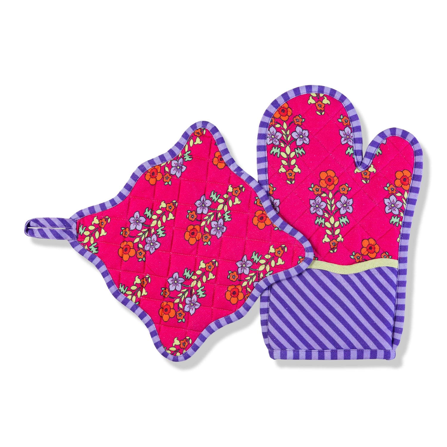 Fuchsia Pot Holder & Oven Mitt