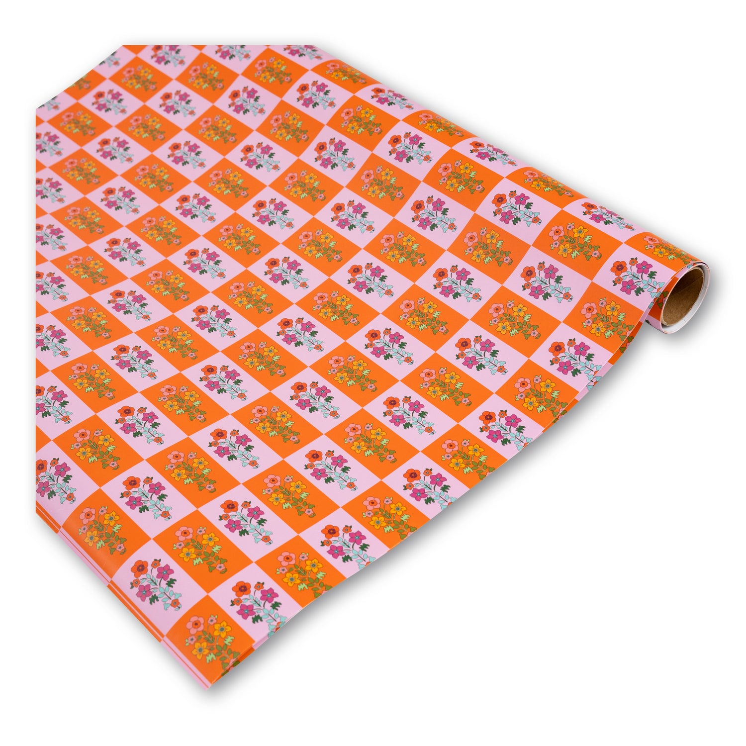 Floral Check Wrapping Paper Sheets