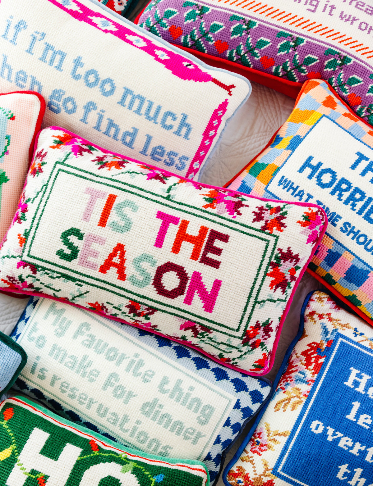 Tis The Season Needlepoint Pillow