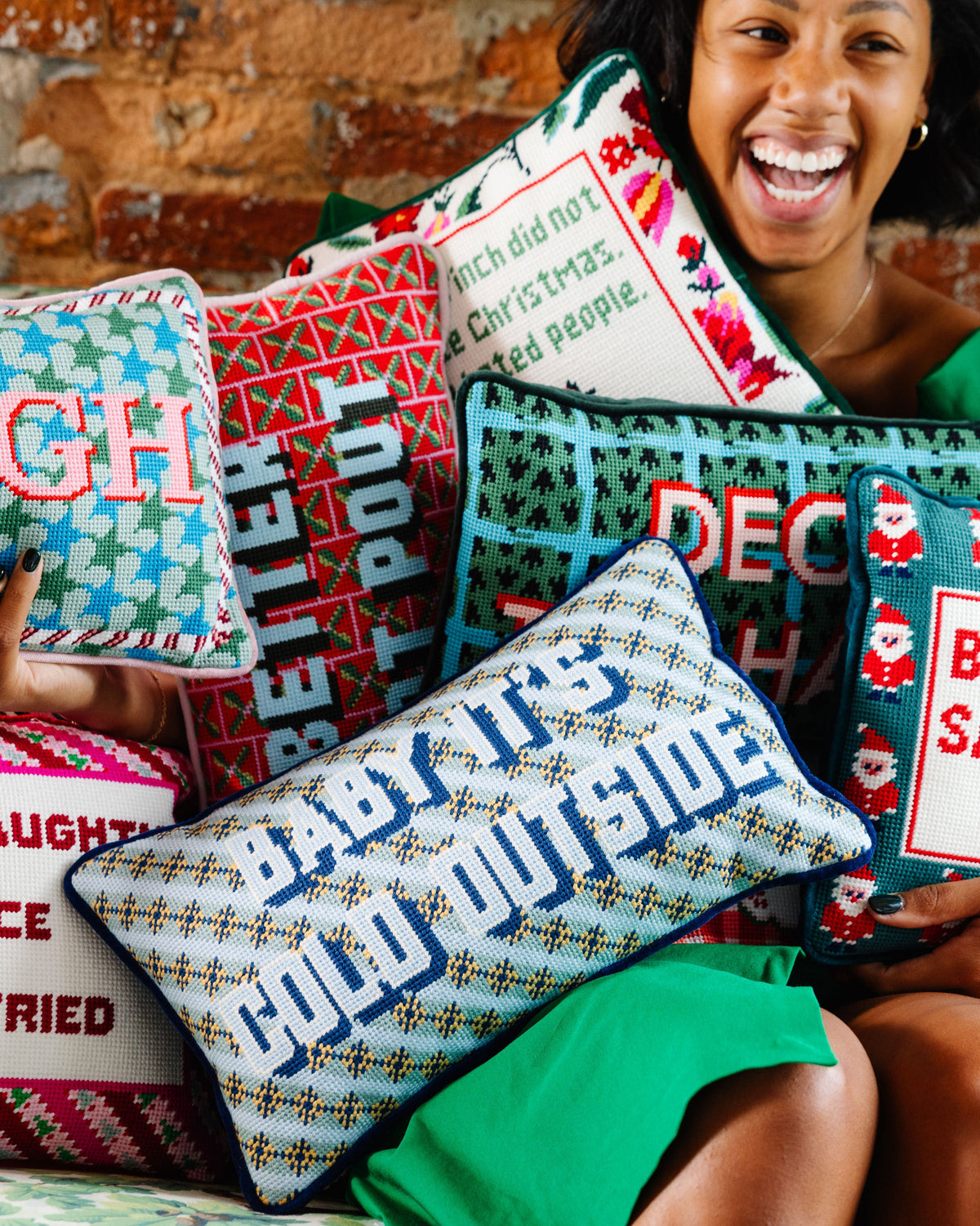 Baby It's Cold Outside Needlepoint Pillow