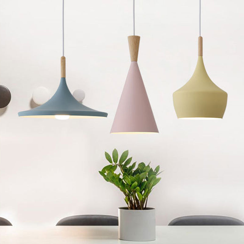 Macaron Geometric Pendant Light Modern Metal Fixture (Various Color and Styles)