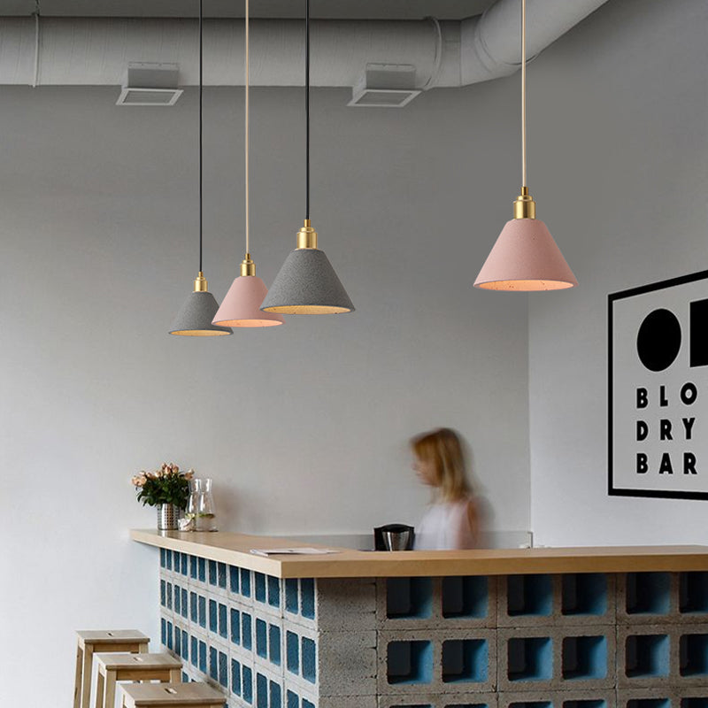 Modern Concrete Pendant Lamp Minimalist Design (Grey or Pink)