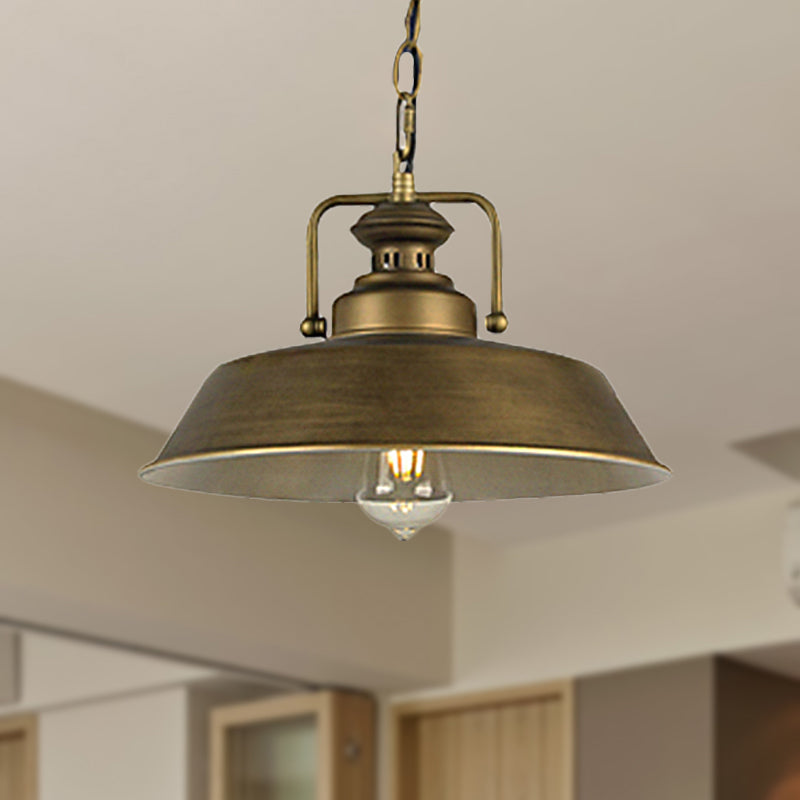 Vintage Metallic Barn Shade Pendant Lamp Antique Brass Finish