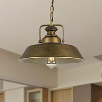 Vintage Metallic Barn Shade Pendant Lamp Antique Brass Finish