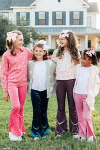 Coconut/Light Pink Heart Cozy Cardigan