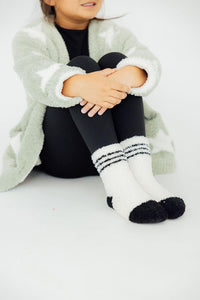 Coconut/Black Sporty Cozy Socks