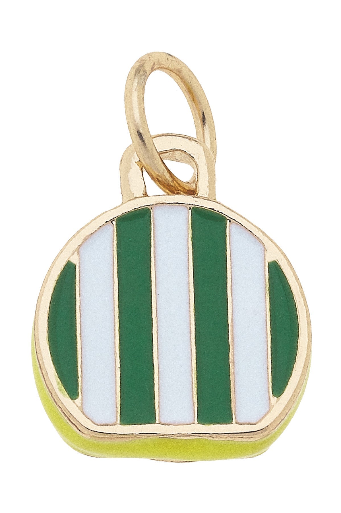 Striped Hat Box Charm in Green & White