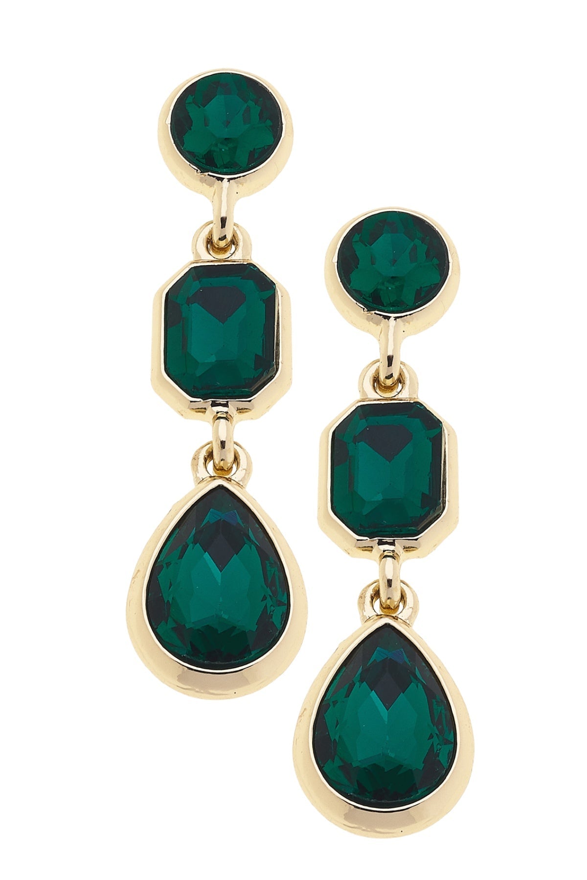 Daphne Rhinestone Linked Earrings in Emerald