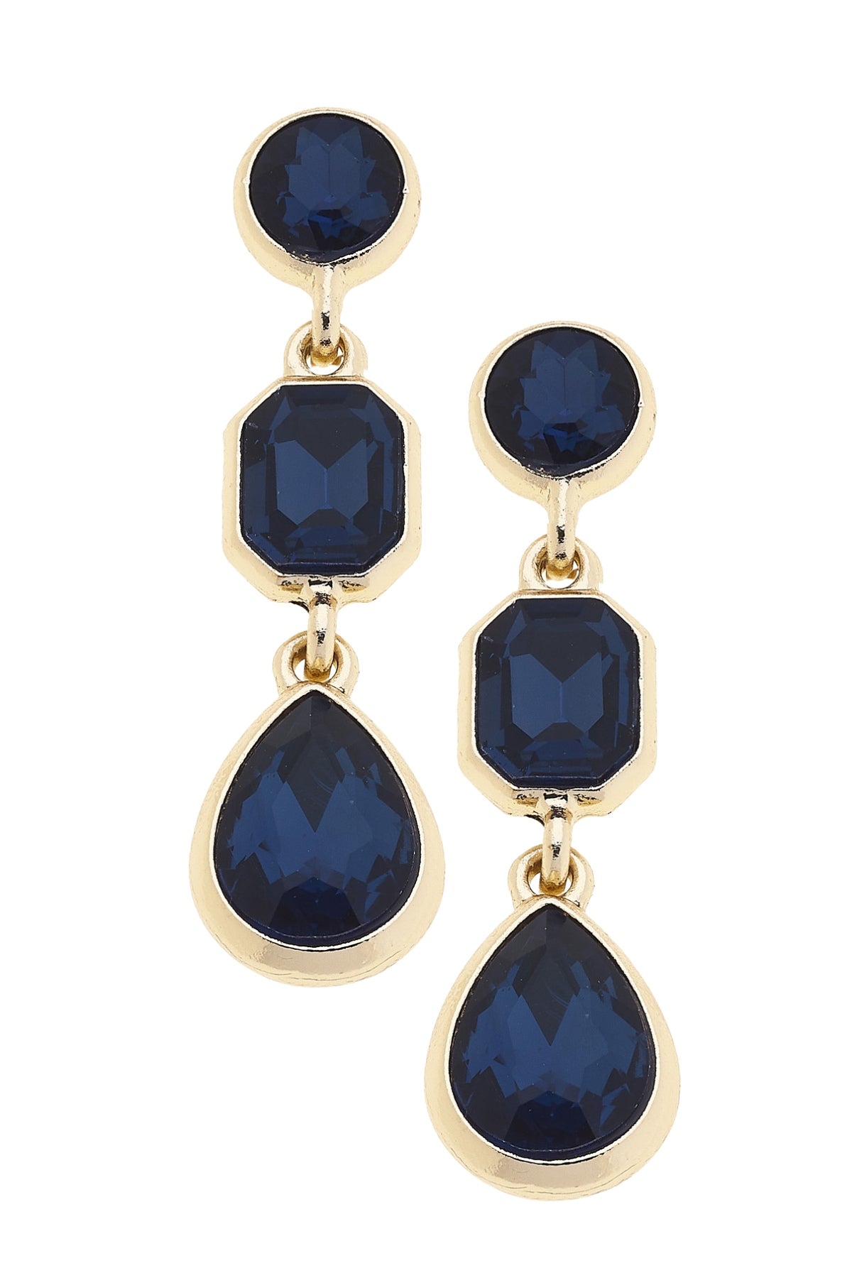Daphne Rhinestone Linked Earrings in Navy