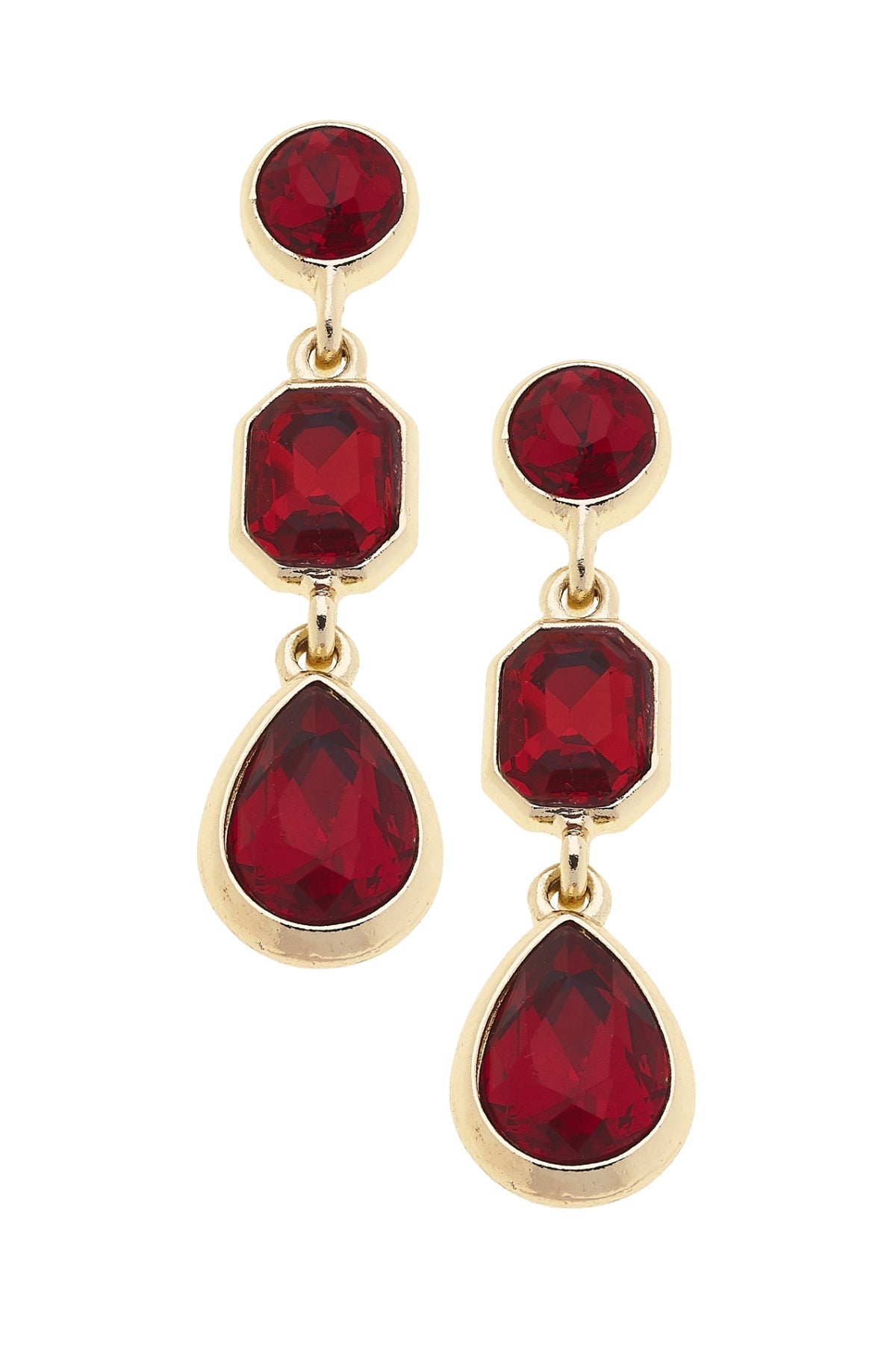 Daphne Rhinestone Linked Earrings in Red