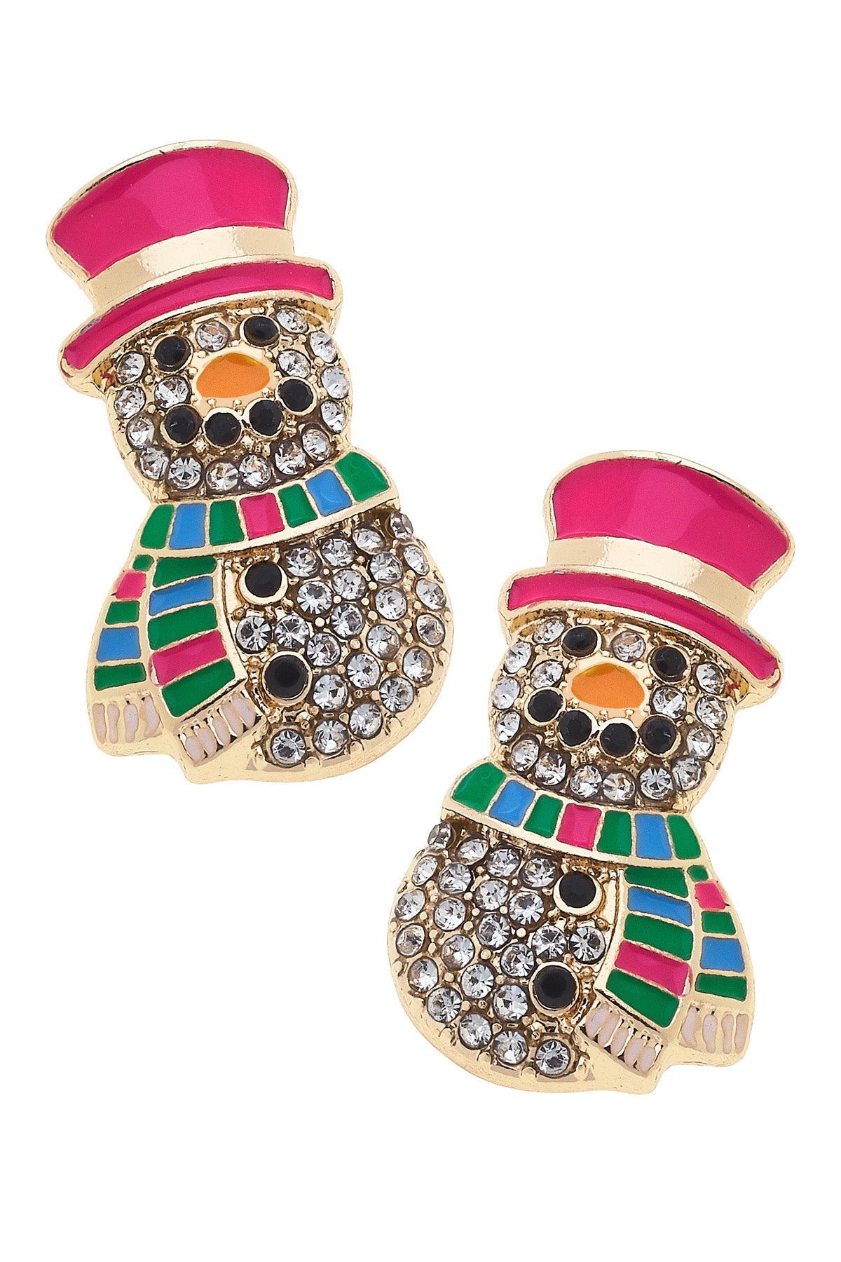 Pavé Snowman Stud Earrings in Multi