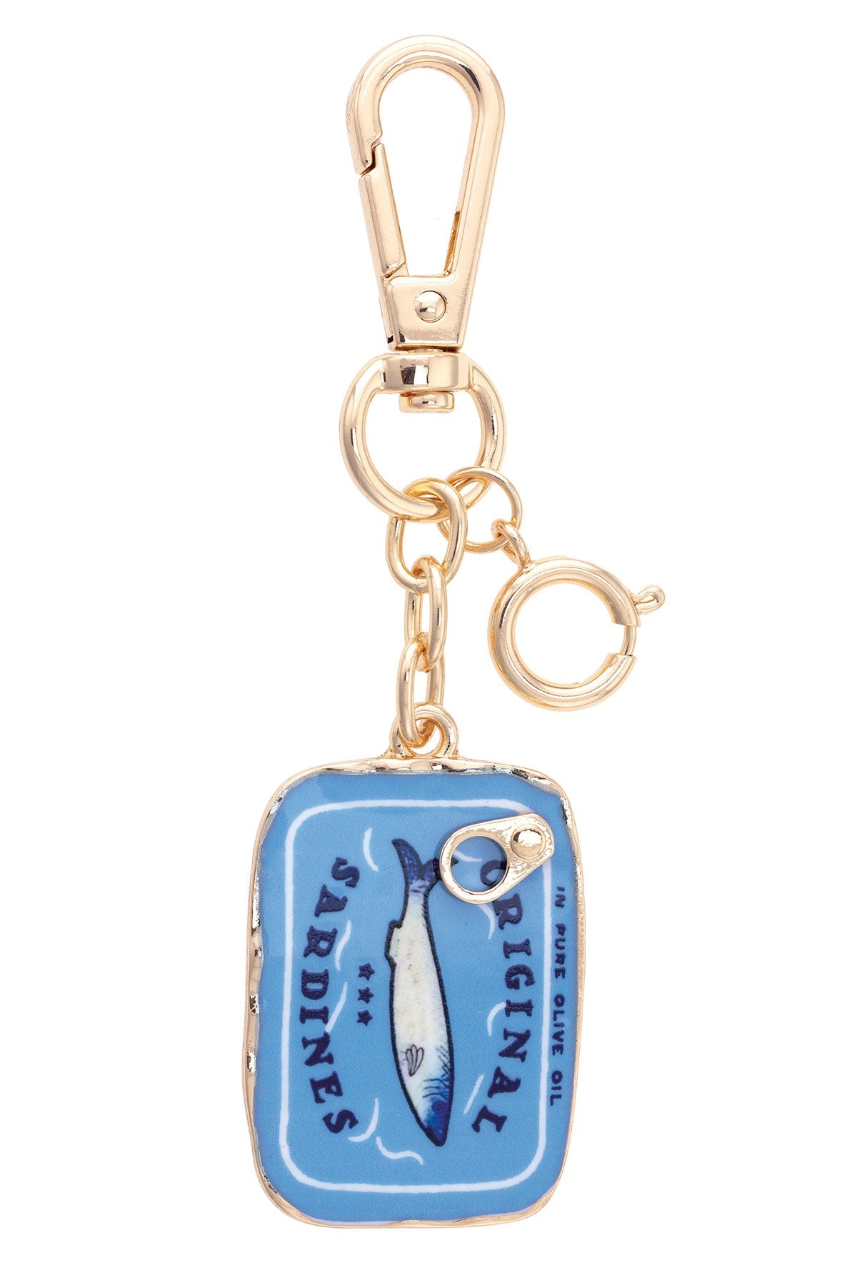 Sardine Tin Enamel Bag Charm in Blue