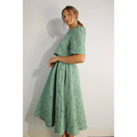 Flower Embossed Crop Top & Skirt Set