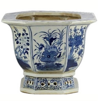 Village Scene Scalloped Pierced Planter