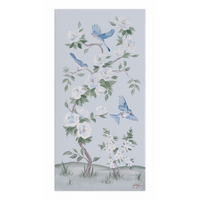 Bluebirds and Peonies – Light Blue Chinoiserie Canvas Wrap (Various Sizes)