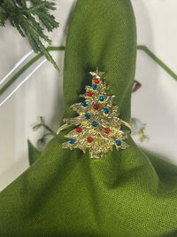Red & Blue Light Christmas Tree Set of 4 Napkin Ring