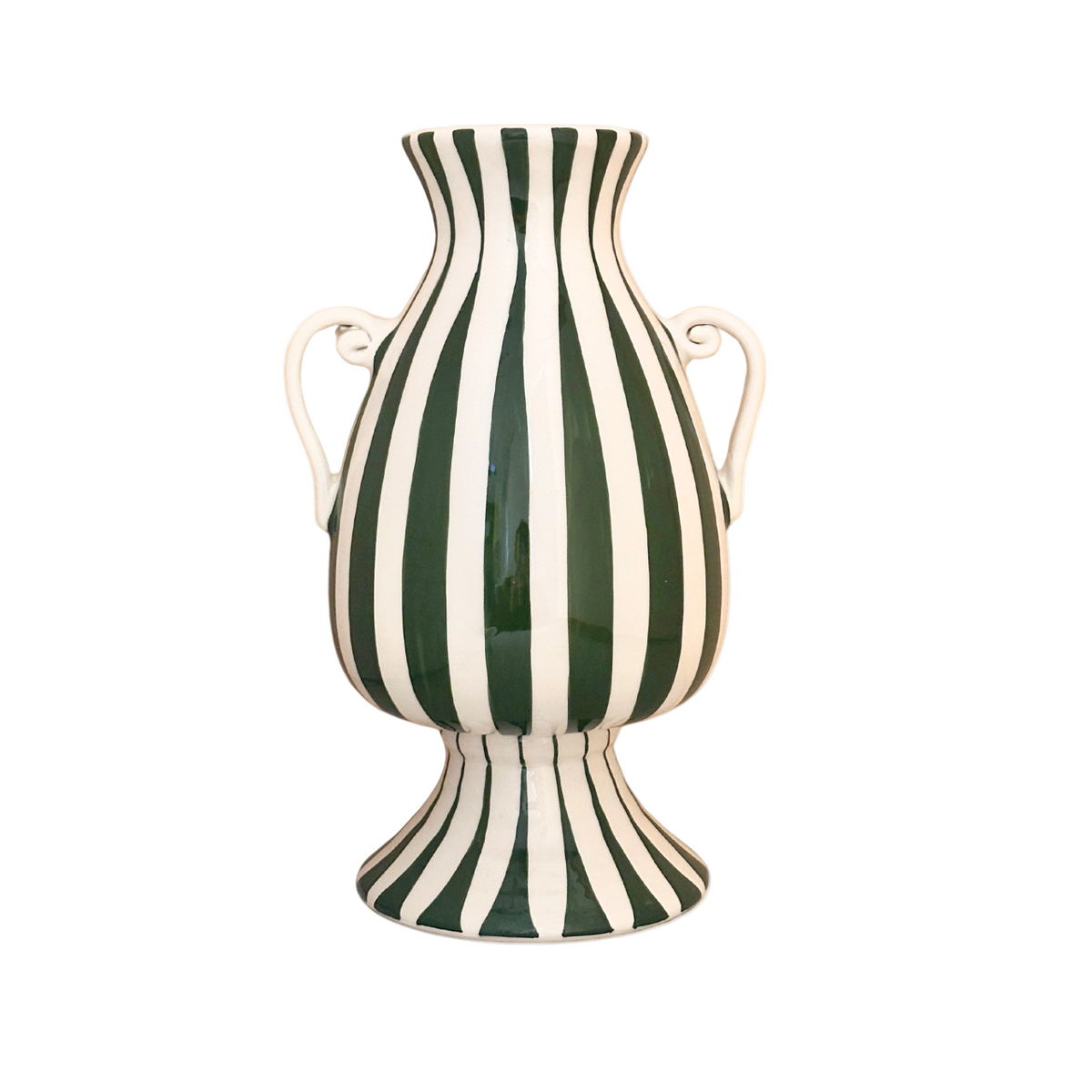 Colibri Striped Vase, Olive Green