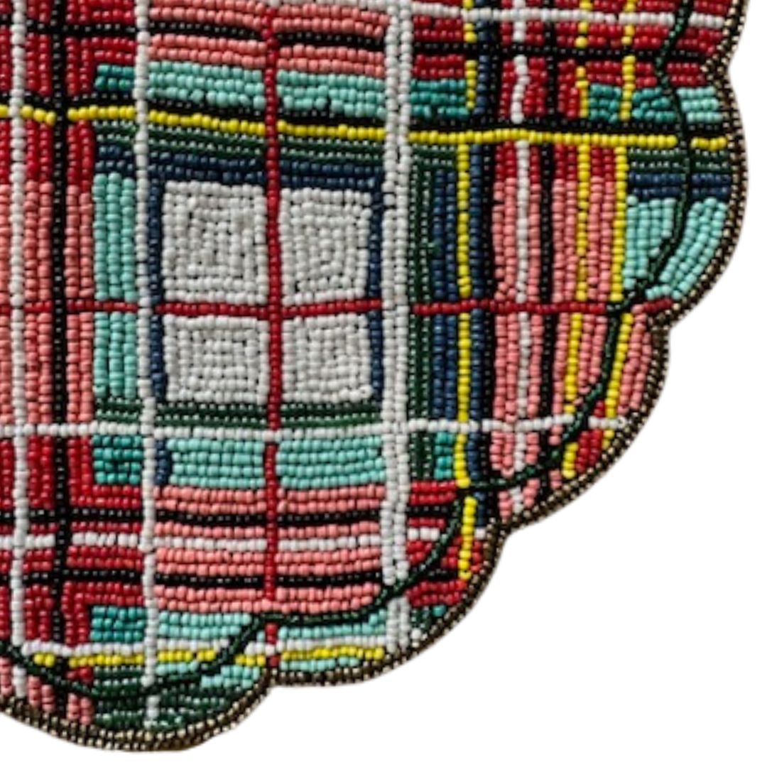 Christmas Beaded Plaid Placemat - Single