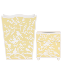 Yellow Bird & Vine Wastepaper Basket & Tissue