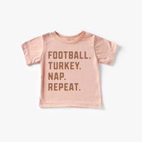 Kids Football Turkey Nap Repeat Tee (Various Colors)