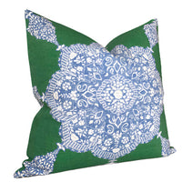 Medallion Pillow Cover in Blue and Green
